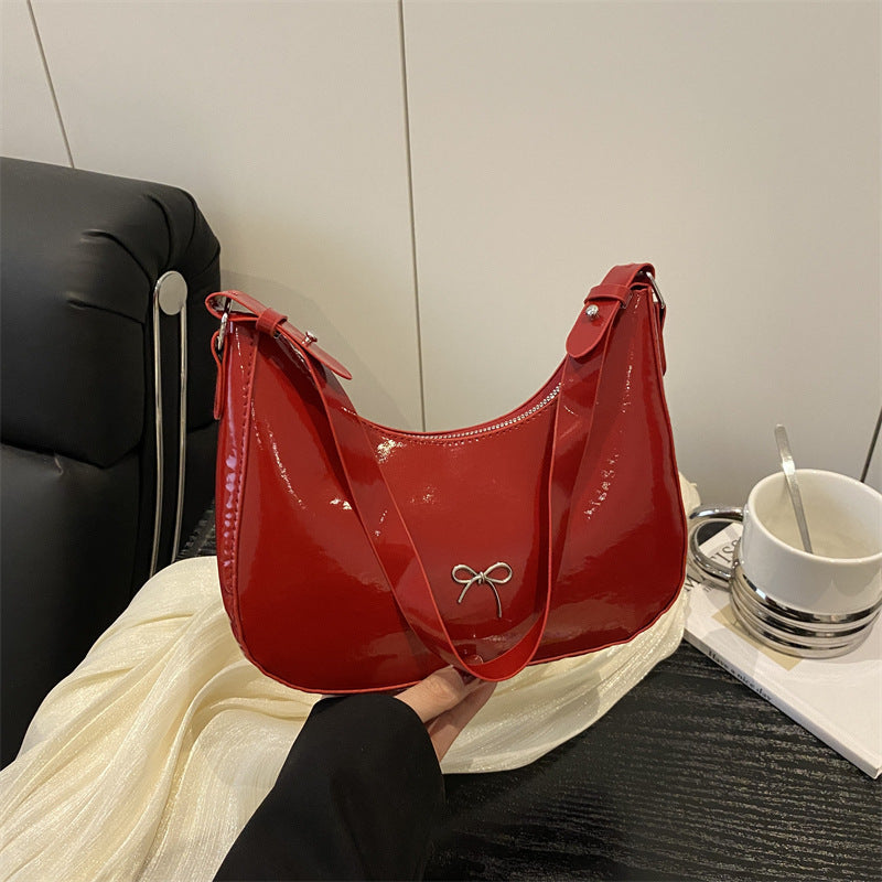 Premium Glossy Faux Leather Hobo Bag