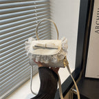 Elegant Ruffled Bow Crossbody Handbag