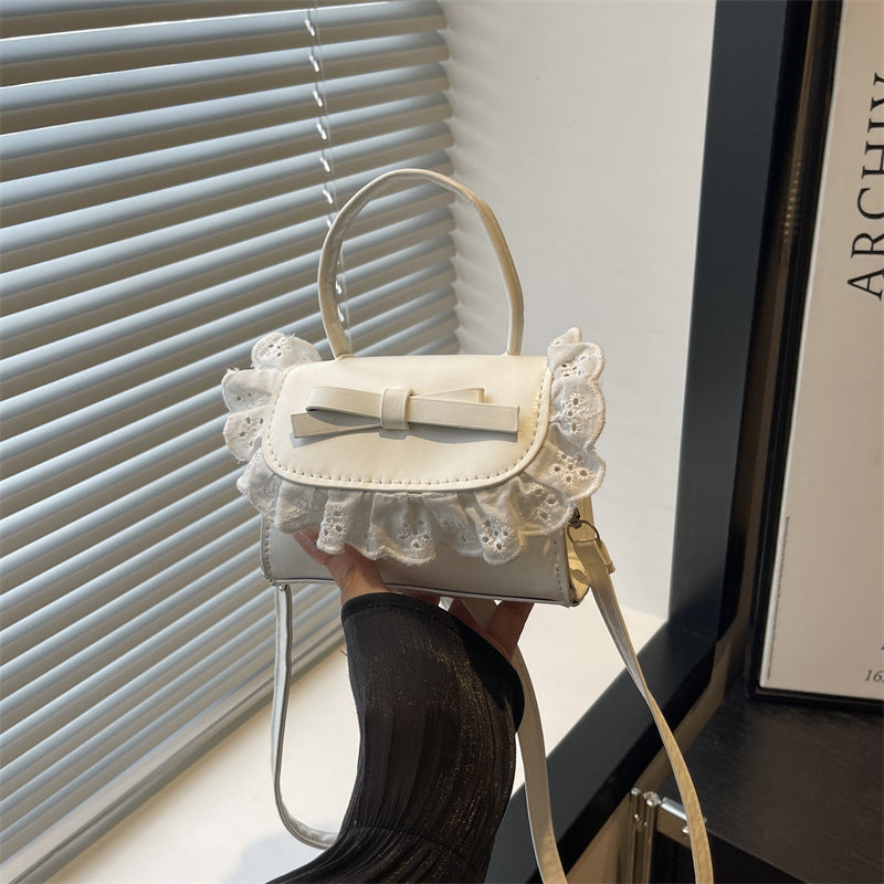 Elegant Ruffled Bow Crossbody Handbag