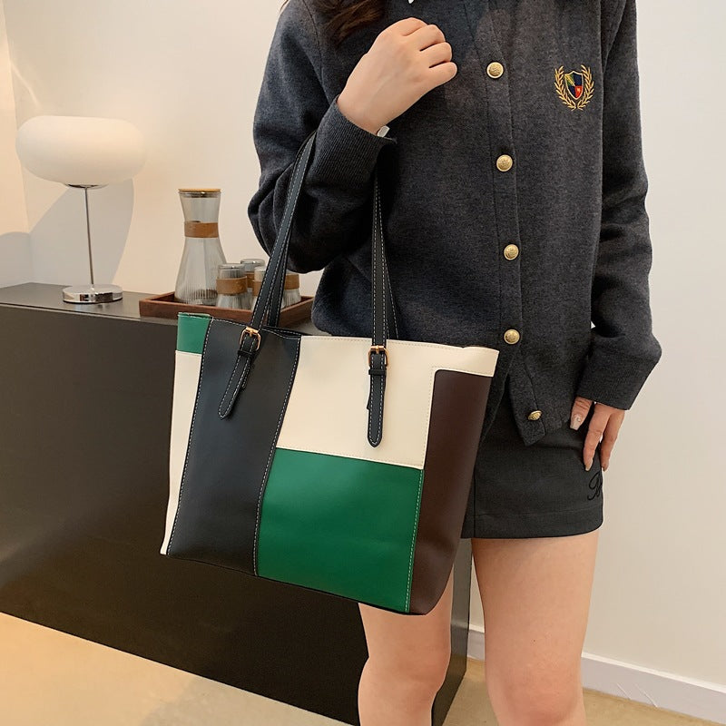 Stylish Color Block Tote Bag