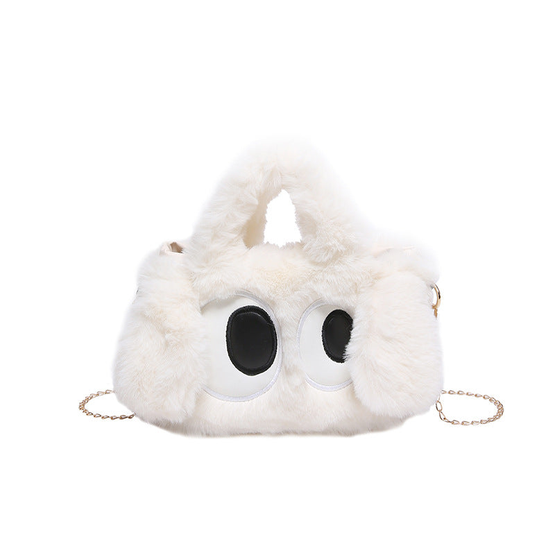 Cozy plush shoulder bag with ear application