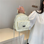 Quilted Mini Backpack with Rhinestone Accents