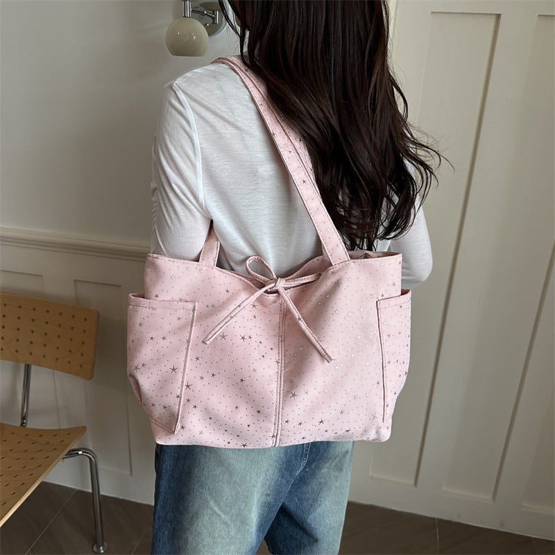 Women's Tote Bag with Sparkling Star Design-https://detail.1688.com/offer/1043998999749.html-Calm Wears-Black-nothing-Calm Wears