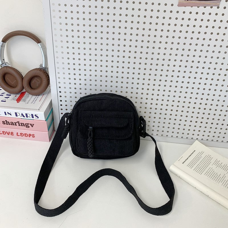 Compact Corduroy Crossbody Bag