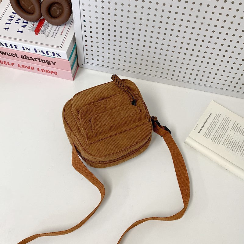 Compact Corduroy Crossbody Bag