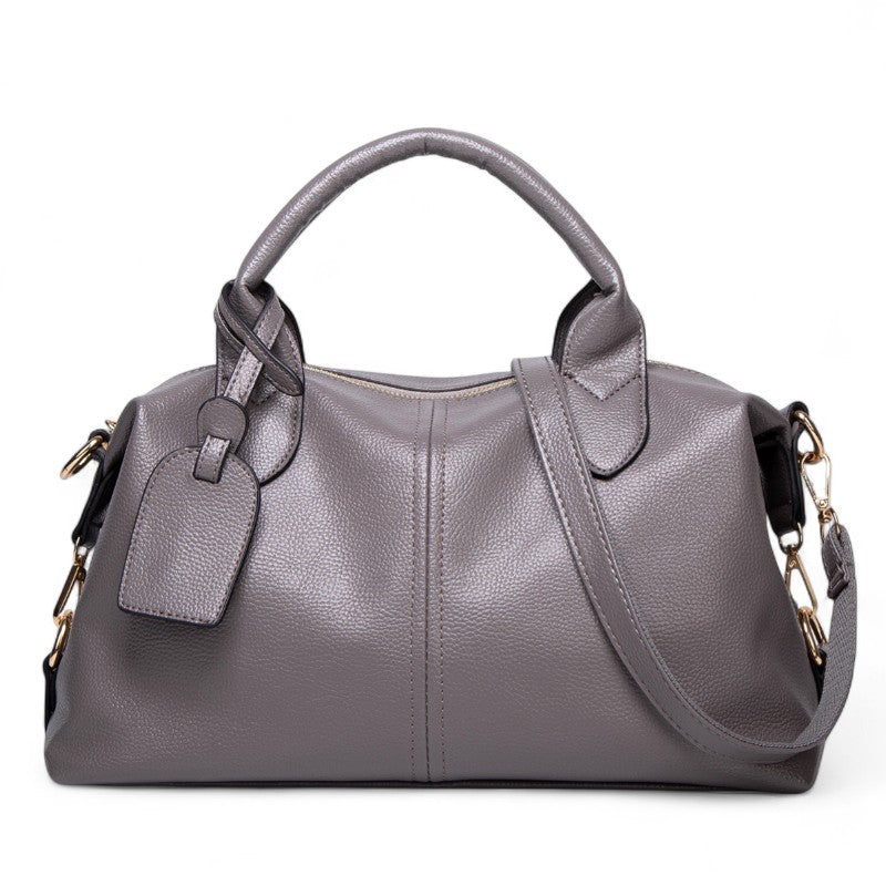 Textured Leather Shoulder Handbag-dione couture20260420-Calm Wears-Gray-Calm Wears