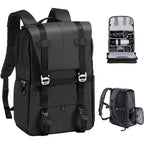 Camera backpack with individual compartment system and ergonomic design