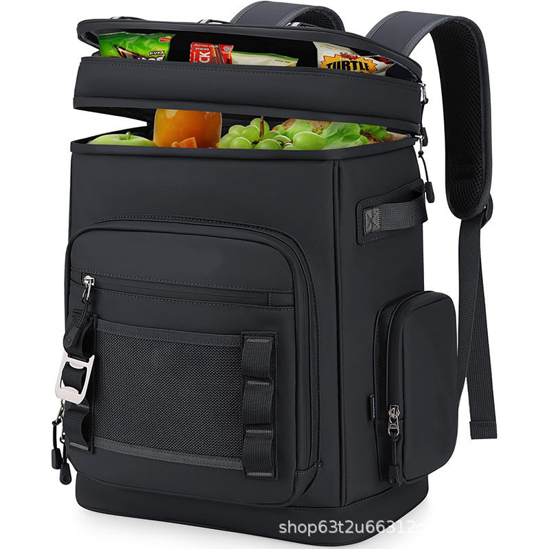 Insulated cooler backpack with multiple compartments and ergonomic carrying system