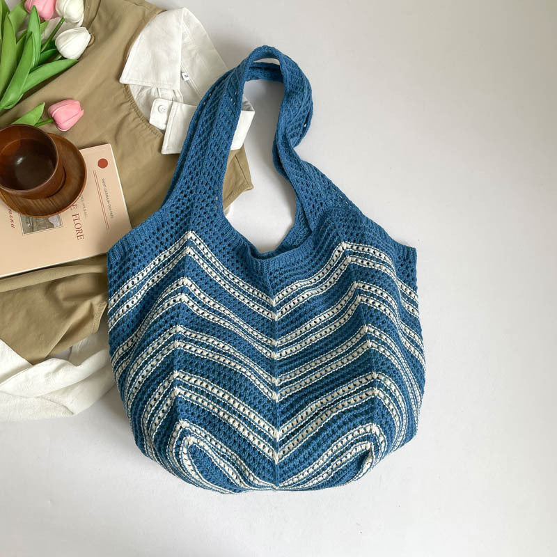 Ladies Crochet Tote Bag-https://detail.1688.com/offer/1031935985588.html-Calm Wears-Dark blue-nothing-Calm Wears