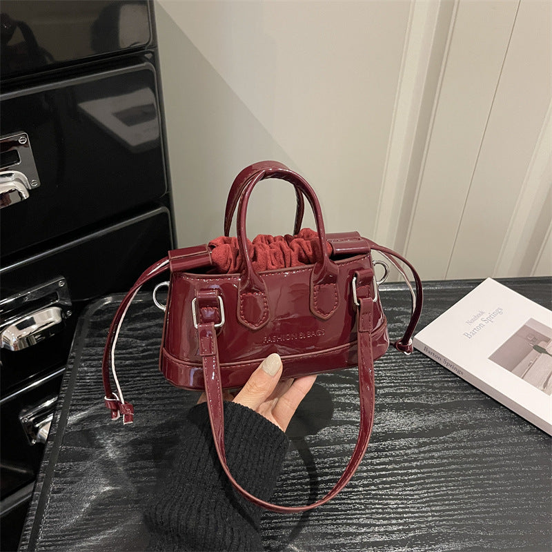 Women's mini bag with playful drawstring and shiny finish-https://detail.1688.com/offer/1050314428317.html-Calm Wears-Rot-nothing-Calm Wears