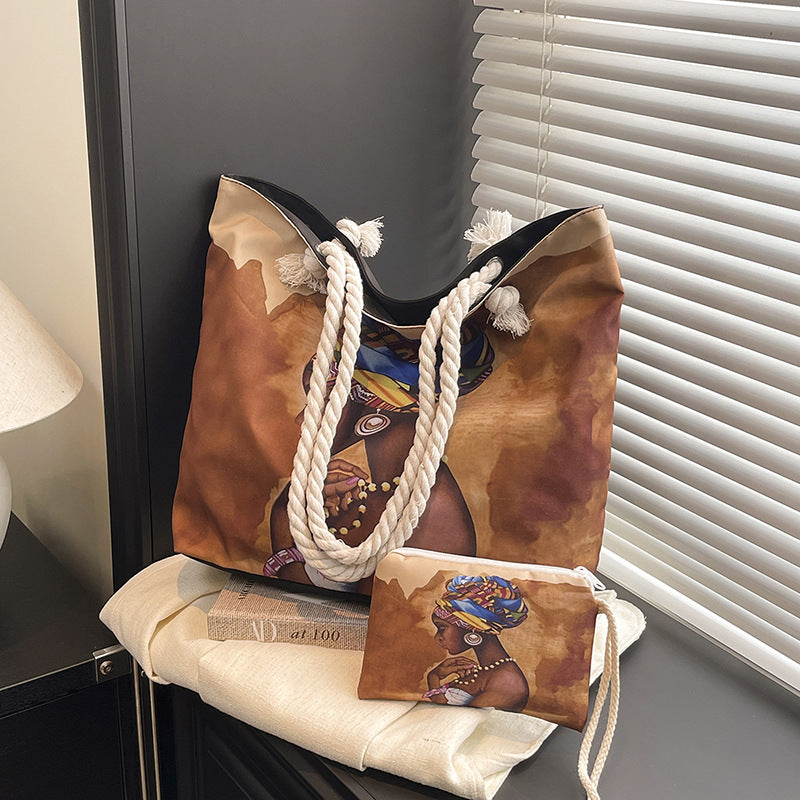Stylish Graphic Print Beach Tote Bag