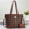 Women practical tote handbag with stylish check pattern and detachable mini clutch-https://detail.1688.com/offer/768455158576.html-Calm Wears-Braun-31-Calm Wears
