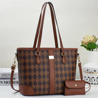 Women practical tote handbag with stylish check pattern and detachable mini clutch-https://detail.1688.com/offer/768455158576.html-Calm Wears-Braun-31-Calm Wears