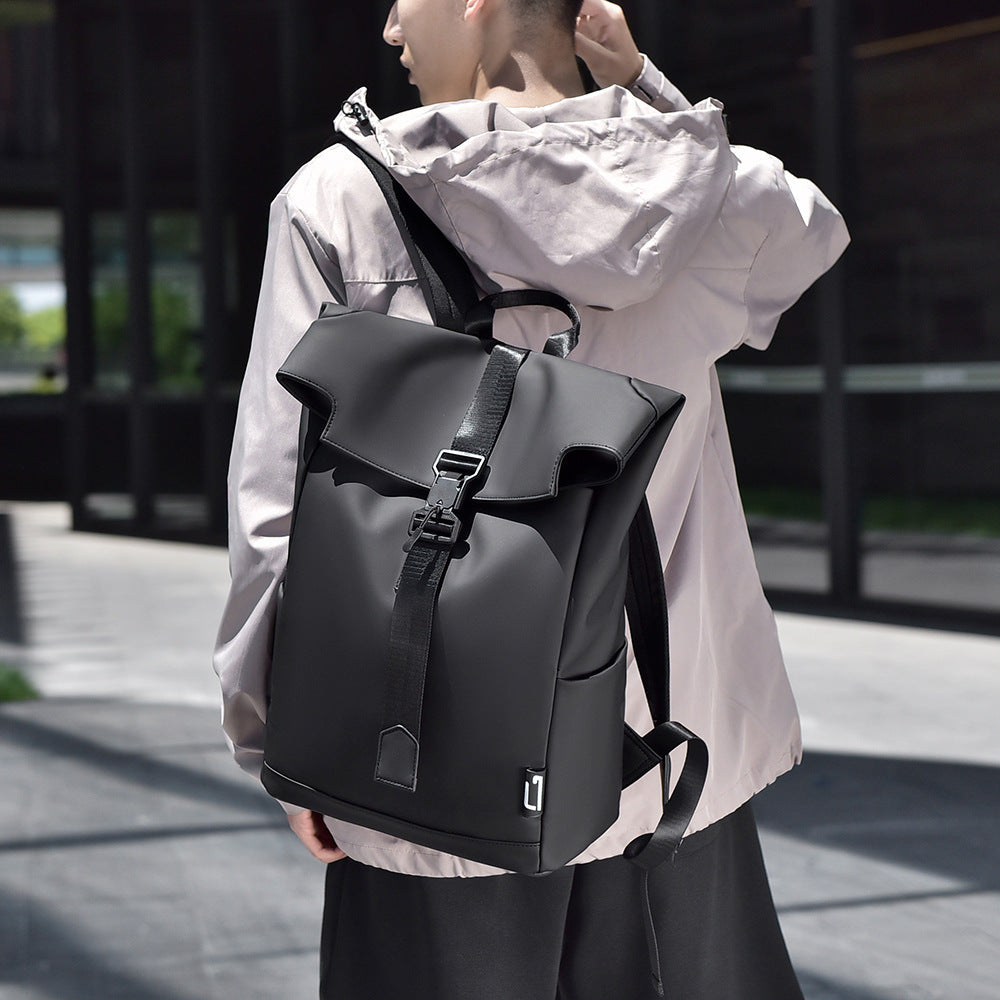 Foldable backpack with waterproof material and minimalist aesthetic