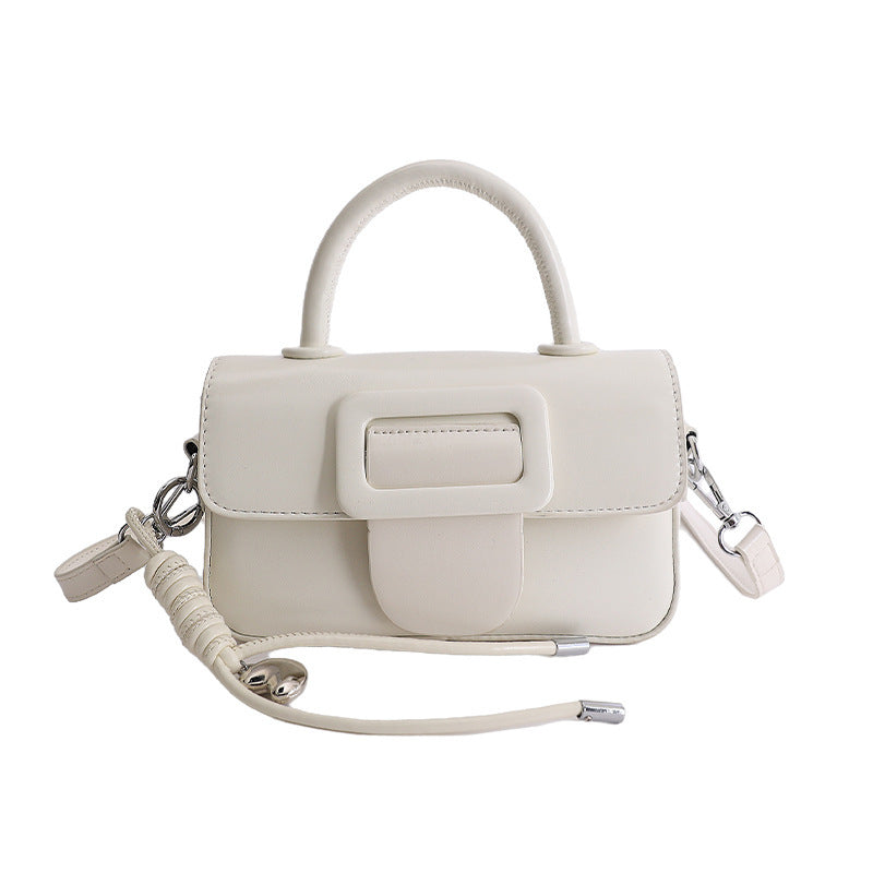 Ladies Mini Handbag with decorative snap closure-https://detail.1688.com/offer/1023673398938.html-Calm Wears-White-Size: With pendant-Calm Wears