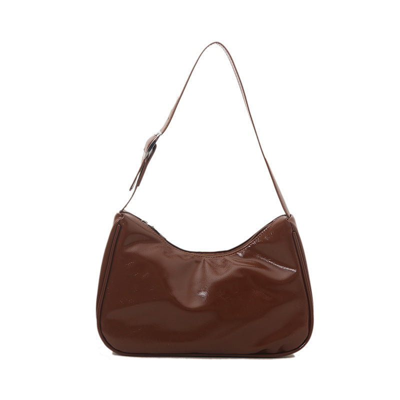 Vintage-Inspired Soft Patent Leather Handbag