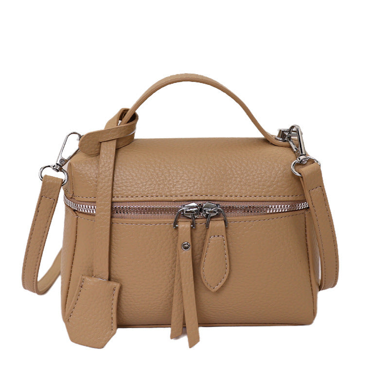 Women's practical shoulder bag with double zipper and versatile carrying strap-https://detail.1688.com/offer/1045895431228.html-Calm Wears-Black-nothing-Calm Wears