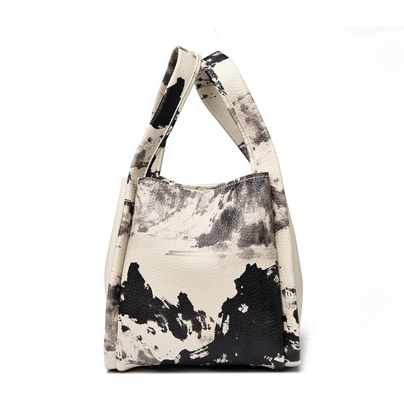 Artistic Print Leather Handbag