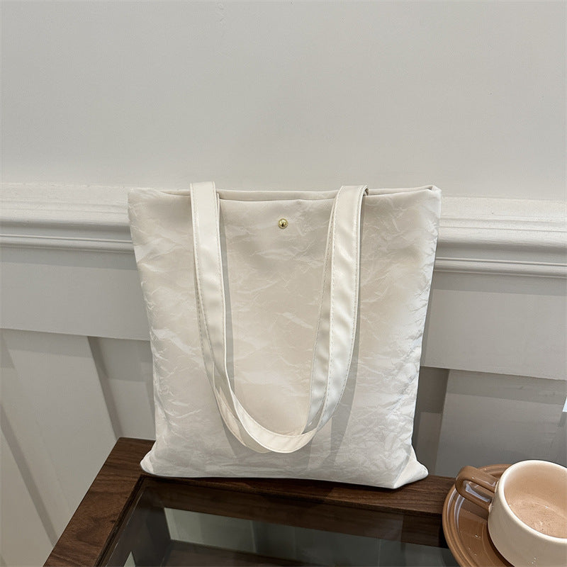 Women's tote bag made of high-quality synthetic leather with a textured surface-https://detail.1688.com/offer/812305361078.html-Calm Wears-White-nothing-Calm Wears