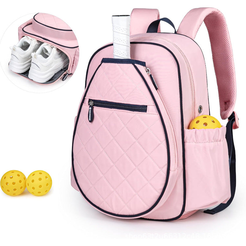 Sporty backpack with integrated shoe compartment and pockets for sports accessories