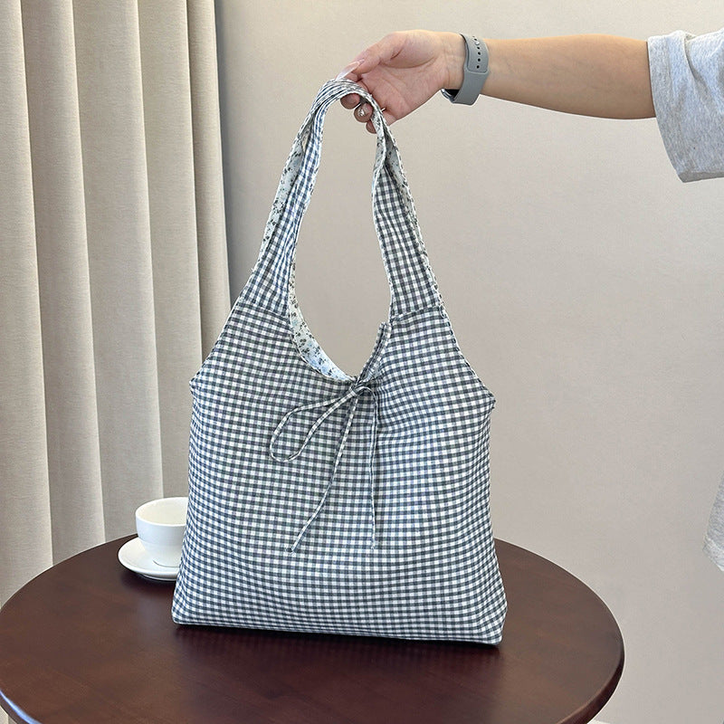 Stylish Checkered Shopping Tote Bag