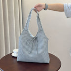 Stylish Checkered Shopping Tote Bag