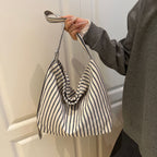 Casual Striped Canvas Tote Bag