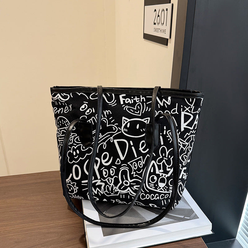 WoArtistic Graphic Print Shoulder Tote Bag