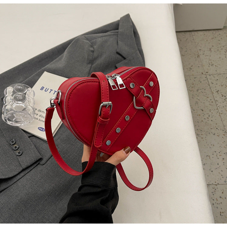 Shoulder bag for - Heart-shaped crossbody bag in eye-catching design with strap closure-Calm Wears-Burgundy-Calm Wears
