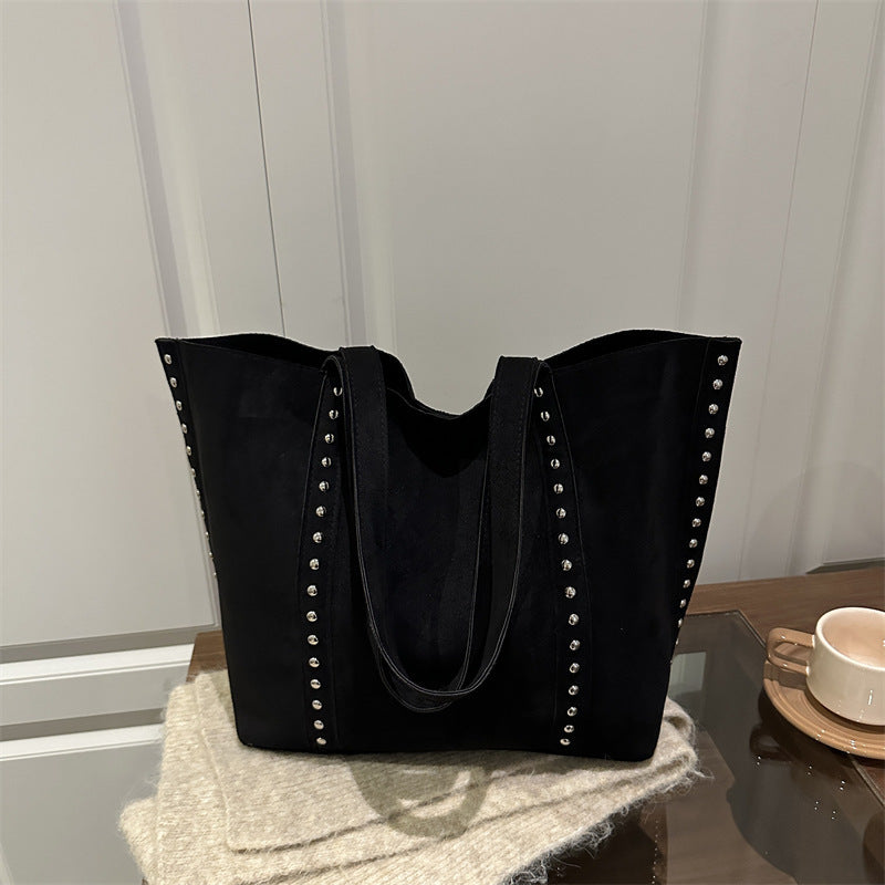 Chic Studded Suede Tote Bag