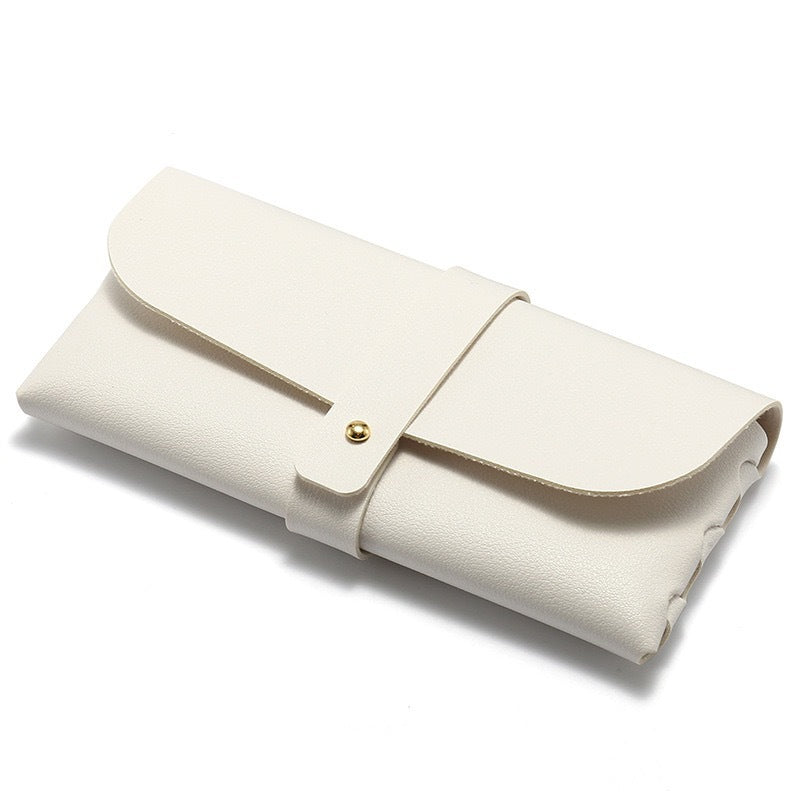 Folding premium soft leather sunglasses roll pouch