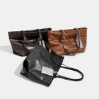 Women high-quality tote bag made of soft synthetic leather with textured design-https://detail.1688.com/offer/974801047470.html-Calm Wears-Chocolate-nothing-Calm Wears