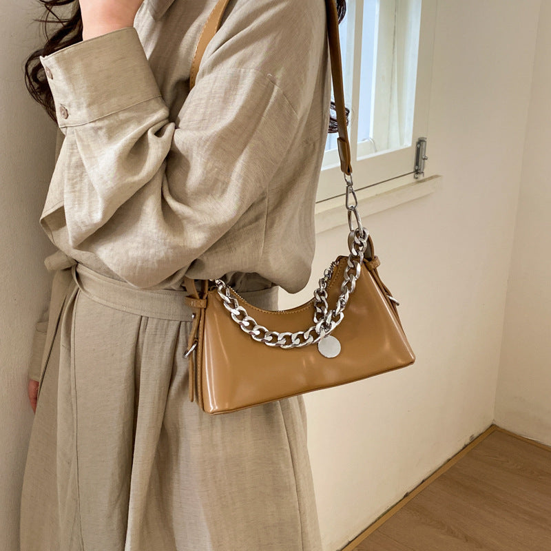 Women's fashionable shoulder bag with sparkling chain accent-https://detail.1688.com/offer/1025795333527.html-Calm Wears-Apricot-nothing-Calm Wears
