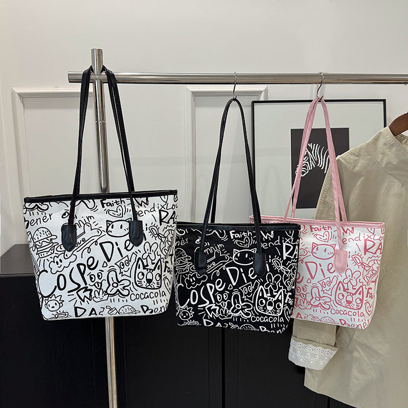 WoArtistic Graphic Print Shoulder Tote Bag