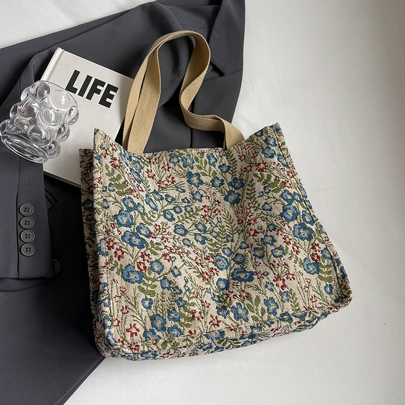 Women's tote bag with floral embroidery design and sturdy handles-https://detail.1688.com/offer/810077843072.html-Calm Wears-Blue-nothing-Calm Wears