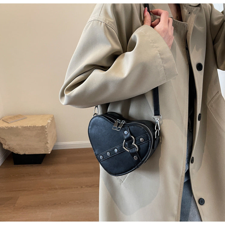 Shoulder bag for - Heart-shaped crossbody bag in eye-catching design with strap closure-Calm Wears-Beige-Calm Wears