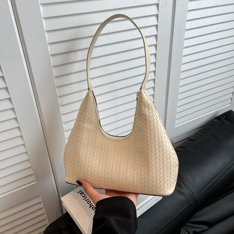 Textured Woven Shoulder Bag