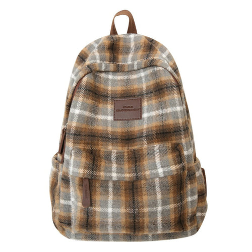 Cozy Plaid Patterned School Backpack-https://detail.1688.com/offer/826423679318.html-Calm Wears-White Brown-Calm Wears
