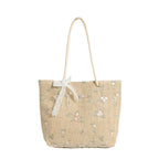 WoEmbroidered Straw Tote Bag