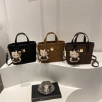 Ladies trendy mini bag with high-quality crocodile pattern and removable plush toy charm