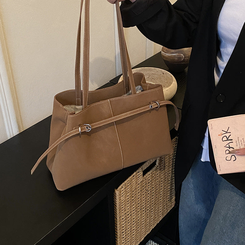 Women's Tote Bag made of high-quality synthetic leather with elegant shoulder strap-https://detail.1688.com/offer/1006623706819.html-Calm Wears-Braun-nothing-Calm Wears
