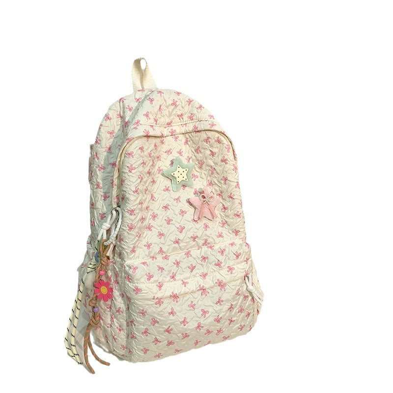 Quilted Floral Patterned Backpack