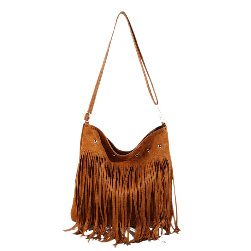 Suede Fringe Shoulder Bag