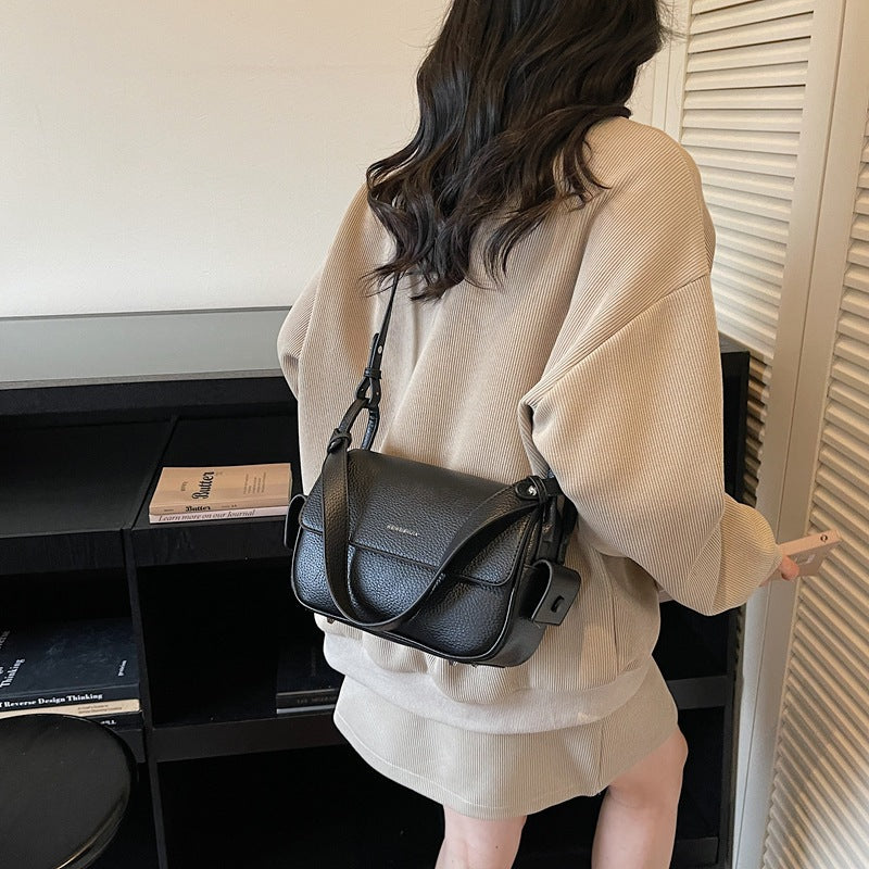Women’s shoulder bag made of soft, textured leather with adjustable shoulder strap-https://detail.1688.com/offer/1015135723712.html-Calm Wears-Black-nothing-Calm Wears