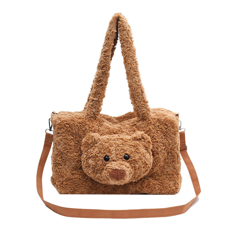 Plush handbag with bear motif