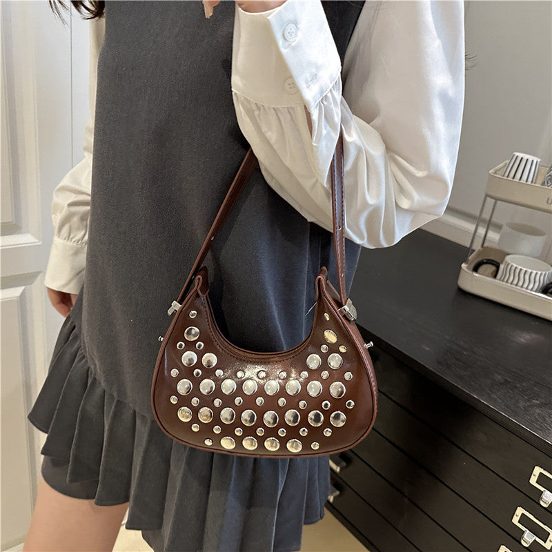 Studded Leather Hobo Bag