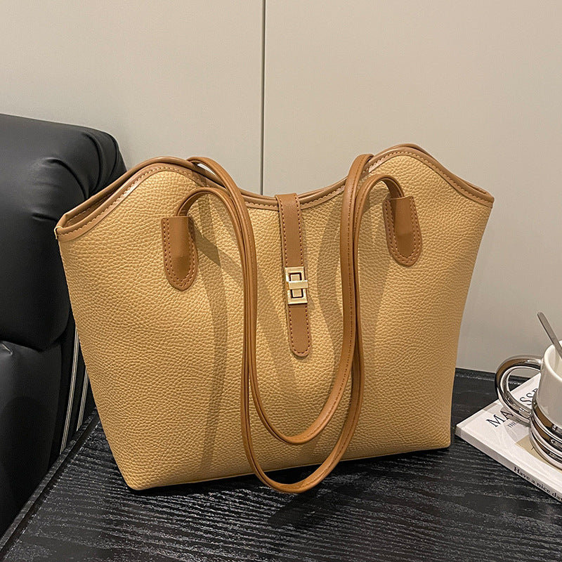 Ladies tote bag made of high-quality leather with elegant design-https://detail.1688.com/offer/981975684283.html-Calm Wears-Khaki-nothing-Calm Wears