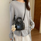 Women's mini handbag with detachable plush charm