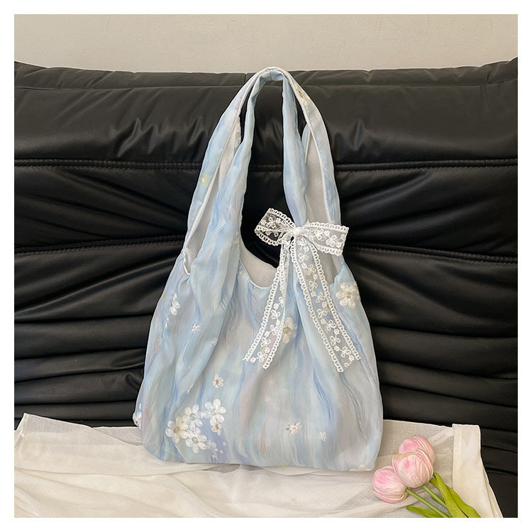 Elegant Floral Printed Shoulder Tote Bag