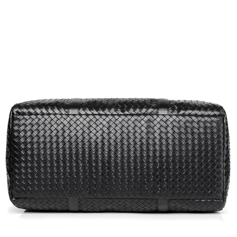 Woven Leather Weekend Duffel Bag